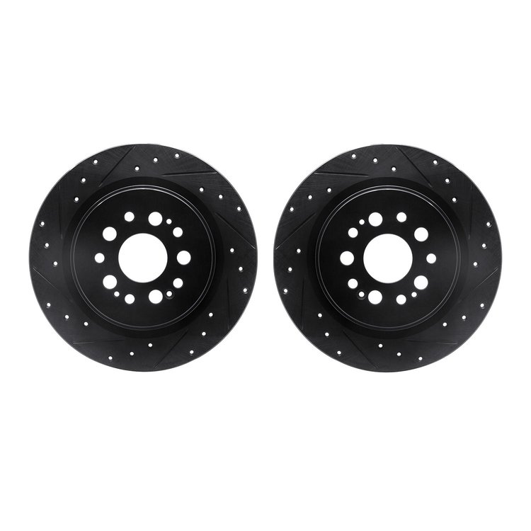 8002-59054 Drilled/Slotted Brake Rotors [Black], Fits Select Acura/Honda, Position: Rear