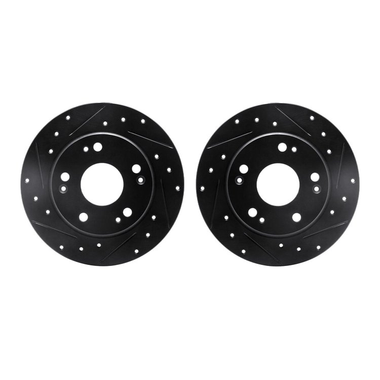 8002-59055 Drilled/Slotted Brake Rotors [Black], 2003-2008 Acura/Honda, Position: Rear