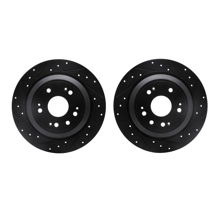 8002-59056 Drilled/Slotted Brake Rotors [Black], 2010-2015 Acura/Honda, Position: Rear