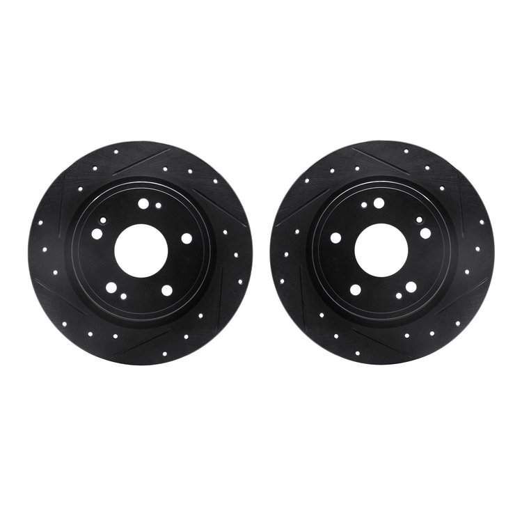 8002-59057 Drilled/Slotted Brake Rotors [Black], Fits Select Acura/Honda, Position: Rear