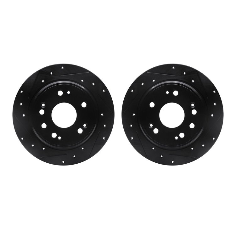 8002-59061 Drilled/Slotted Brake Rotors [Black], 2002-2004 Acura/Honda, Position: Rear