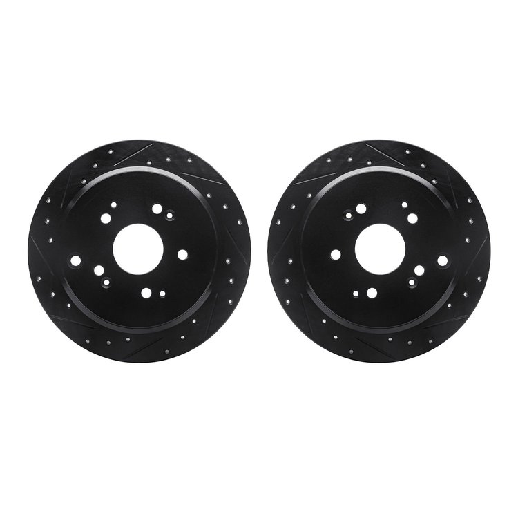 8002-59064 Drilled/Slotted Brake Rotors [Black], 2002-2004 Acura/Honda, Position: Rear