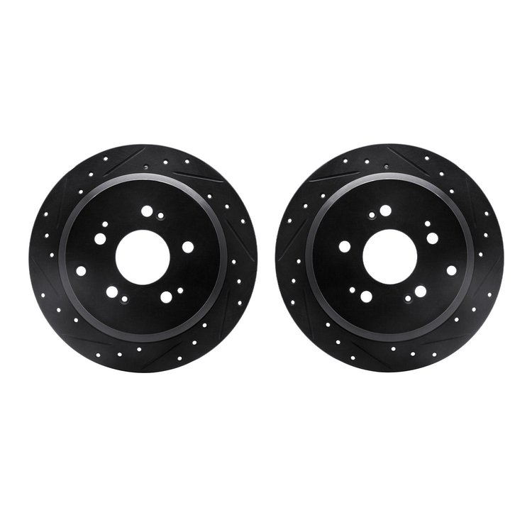 8002-59065 Drilled/Slotted Brake Rotors [Black], 2005-2010 Acura/Honda, Position: Rear