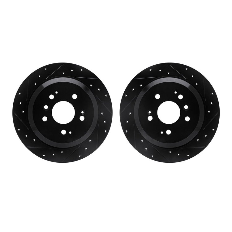 8002-59067 Drilled/Slotted Brake Rotors [Black], Fits Select Acura/Honda, Position: Rear