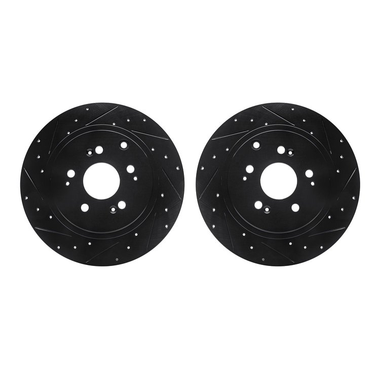 8002-59069 Drilled/Slotted Brake Rotors [Black], 2006-2014 Acura/Honda, Position: Rear