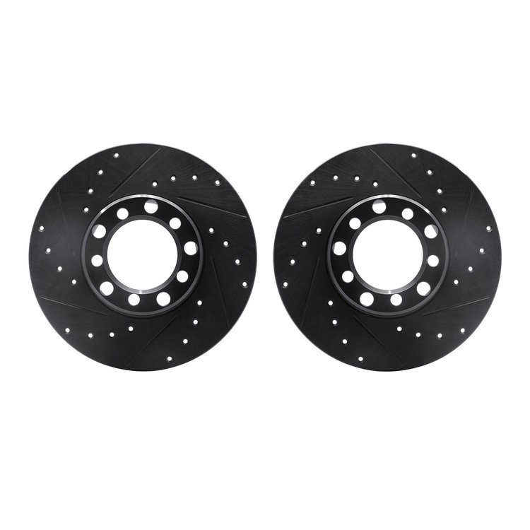 8002-63008 Drilled/Slotted Brake Rotors [Black], 1968-1976 Mercedes-Benz, Position: Front