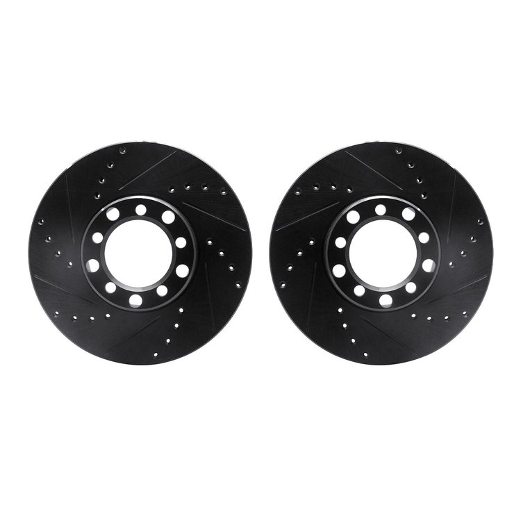 8002-63015 Drilled/Slotted Brake Rotors [Black], 1979-1985 Mercedes-Benz, Position: Front