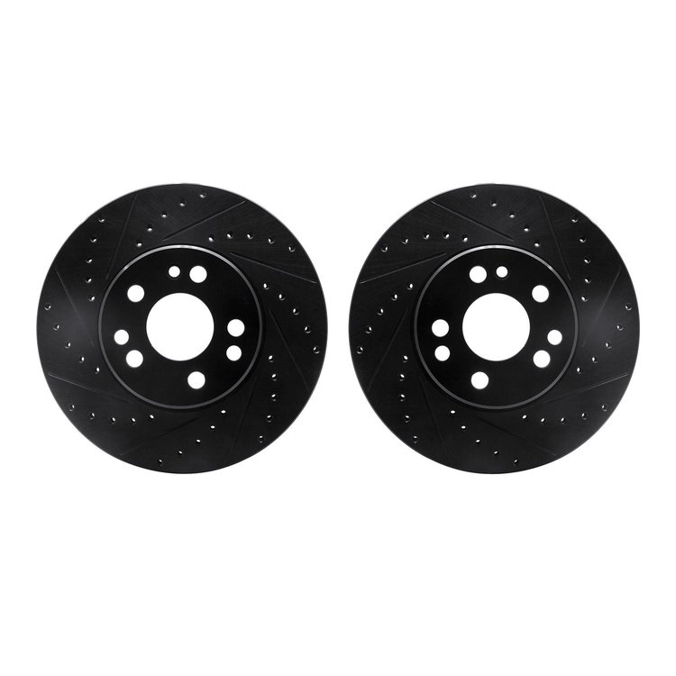 8002-63017 Drilled/Slotted Brake Rotors [Black], 1991-1999 Mercedes-Benz, Position: Front