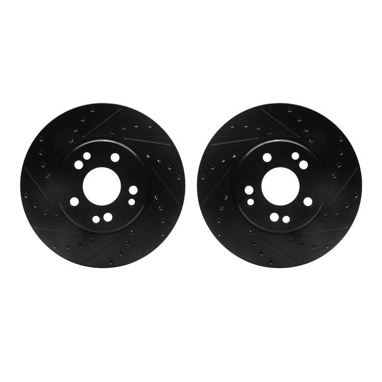 8002-63019 Drilled/Slotted Brake Rotors [Black], 1990-1998 Mercedes-Benz, Position: Front
