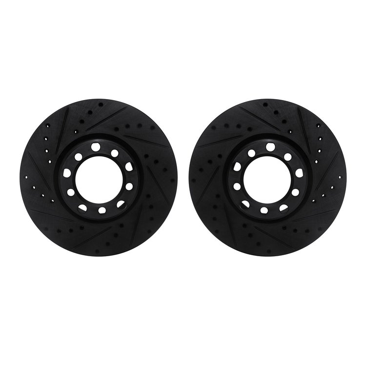 8002-63021 Drilled/Slotted Brake Rotors [Black], 1982-1985 Mercedes-Benz, Position: Front