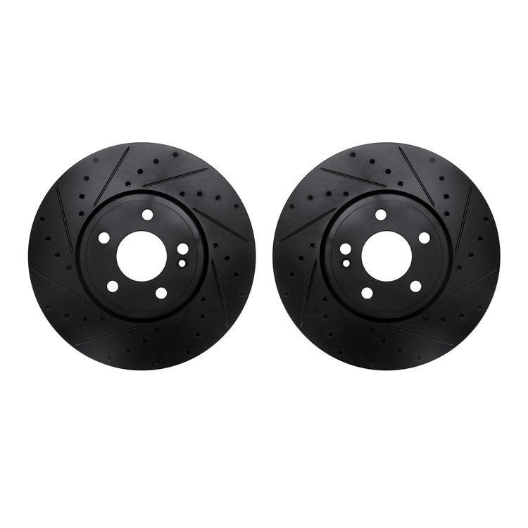 8002-63024 Drilled/Slotted Brake Rotors [Black], Fits Select Mercedes-Benz, Position: Front