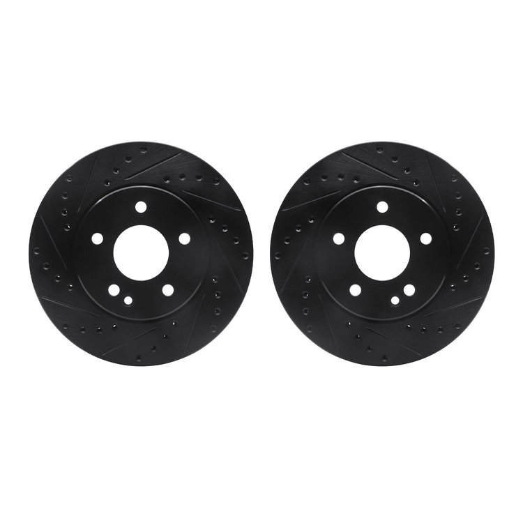 8002-63028 Drilled/Slotted Brake Rotors [Black], 1994-1997 Mercedes-Benz, Position: Front