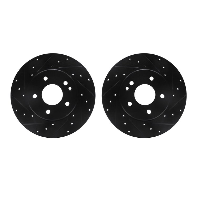 8002-63029 Drilled/Slotted Brake Rotors [Black], 1997-1998 Mercedes-Benz, Position: Front