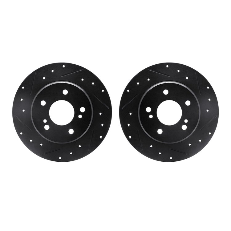 8002-63080 Drilled/Slotted Brake Rotors [Black], 1987-2015 Multiple Makes/Models, Position: Rear