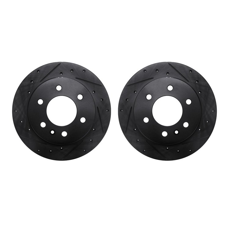 8002-63084 Drilled/Slotted Brake Rotors [Black], Fits Select Multiple Makes/Models, Position: Rear