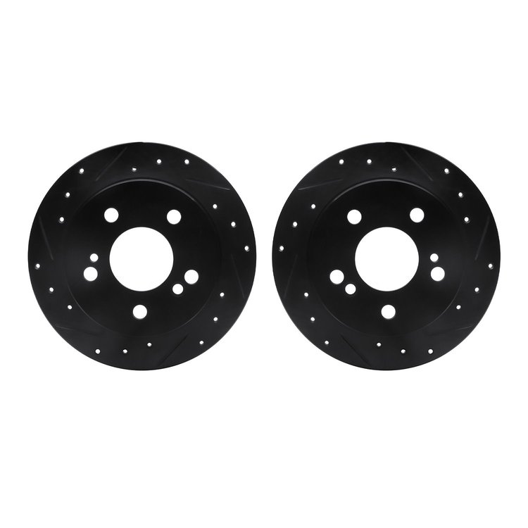 8002-63086 Drilled/Slotted Brake Rotors [Black], 1984-1995 Mercedes-Benz, Position: Rear