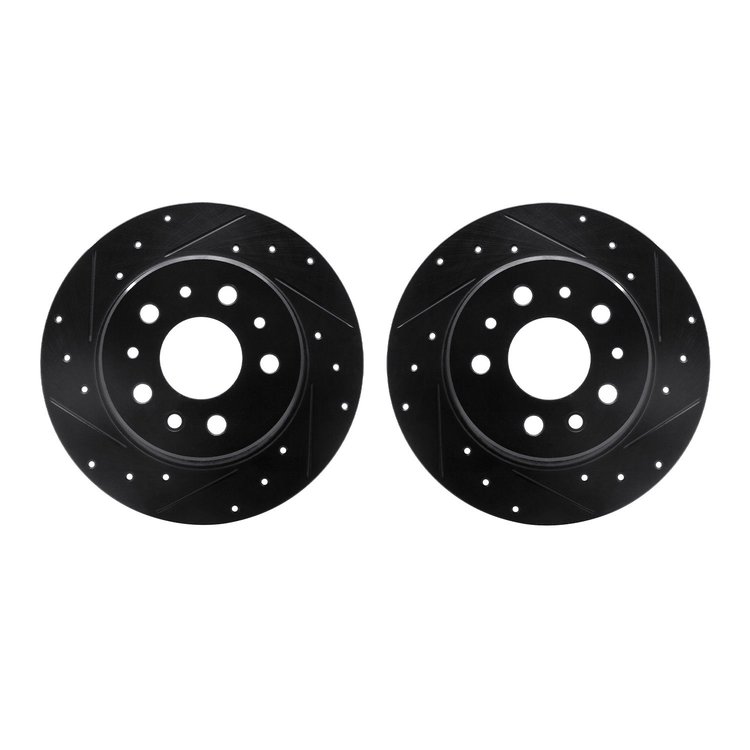 8002-63087 Drilled/Slotted Brake Rotors [Black], 1961-1991 Mercedes-Benz, Position: Rear