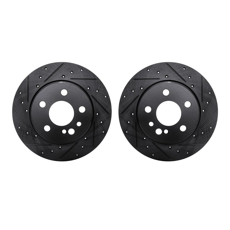 8002-63088 Drilled/Slotted Brake Rotors [Black], 1991-1999 Mercedes-Benz, Position: Rear