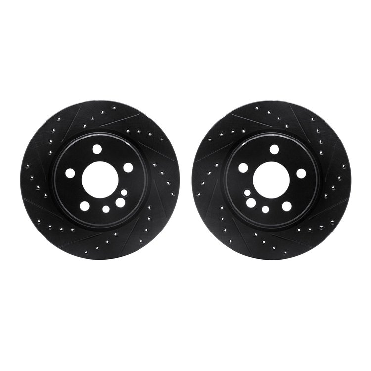 8002-63092 Drilled/Slotted Brake Rotors [Black], 1992-1999 Mercedes-Benz, Position: Rear