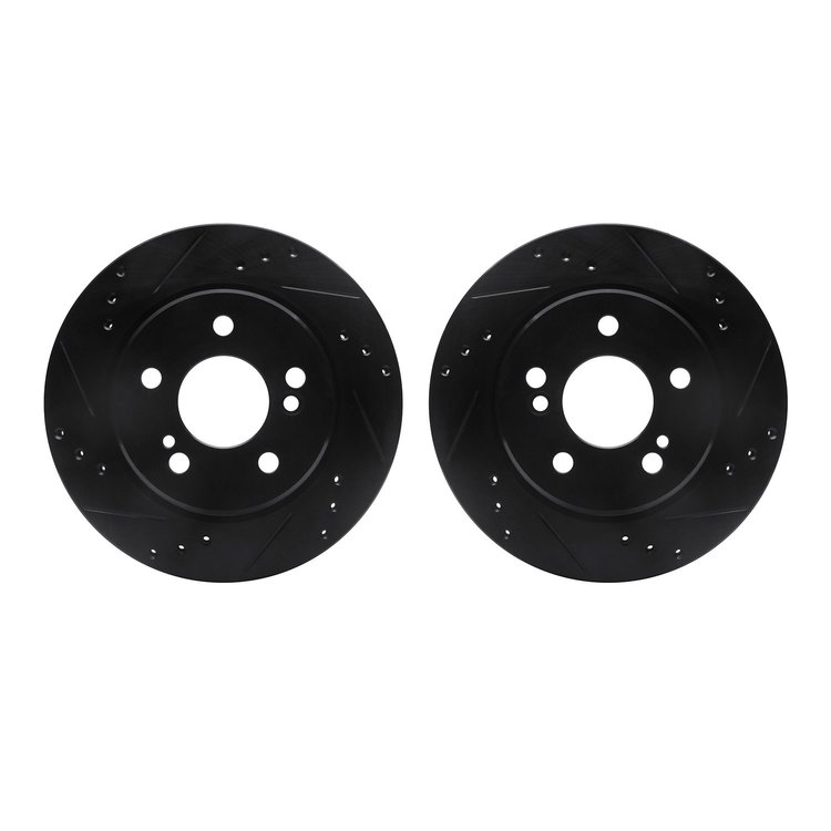 8002-63093 Drilled/Slotted Brake Rotors [Black], 1992-1994 Mercedes-Benz, Position: Rear