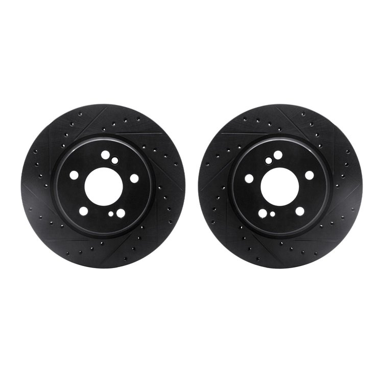 8002-63094 Drilled/Slotted Brake Rotors [Black], 1993-2002 Mercedes-Benz, Position: Rear