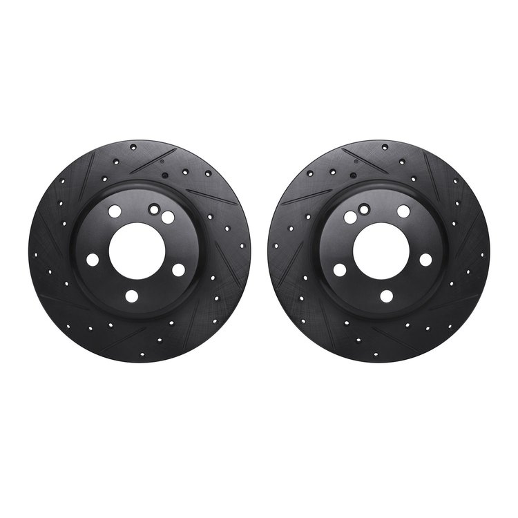 8002-63098 Drilled/Slotted Brake Rotors [Black], 2015-2021 Mercedes-Benz, Position: Rear