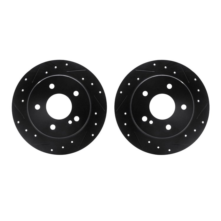 8002-63099 Drilled/Slotted Brake Rotors [Black], 1994-1998 Mercedes-Benz, Position: Rear