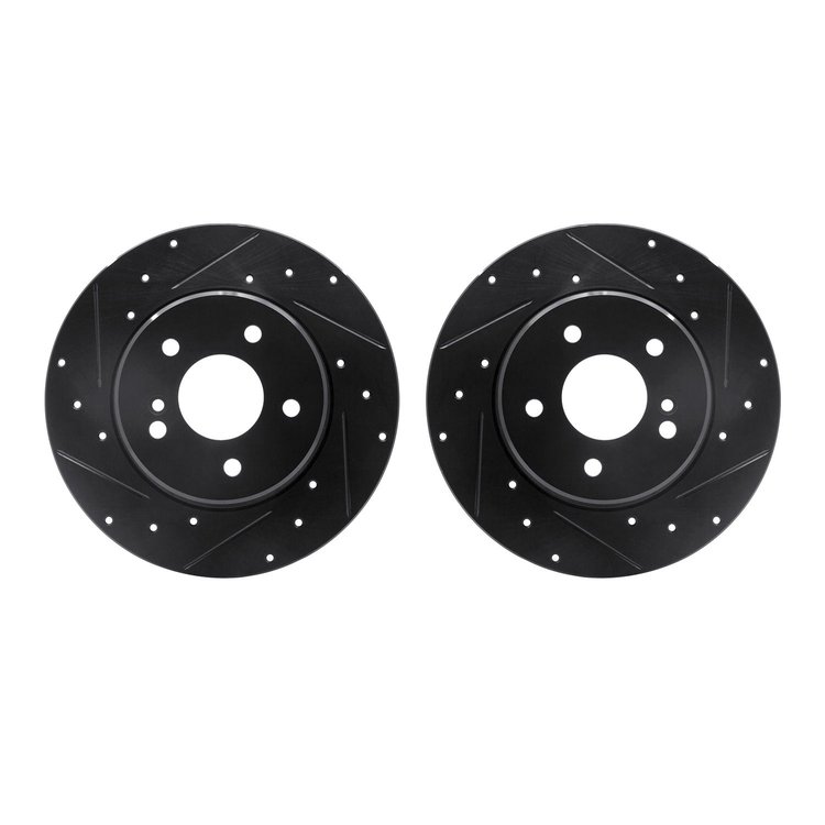 8002-63100 Drilled/Slotted Brake Rotors [Black], 1994-2011 Mercedes-Benz, Position: Rear