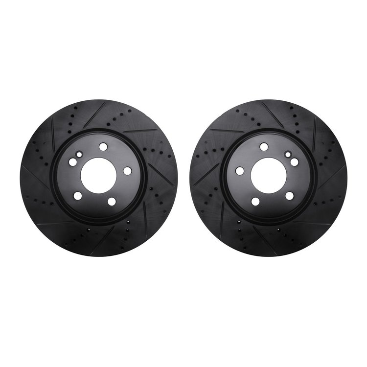 8002-63103 Drilled/Slotted Brake Rotors [Black], Fits Select Mercedes-Benz, Position: Rear