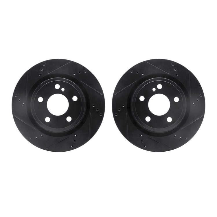 8002-63113 Drilled/Slotted Brake Rotors [Black], 2014-2019 Mercedes-Benz, Position: Rear