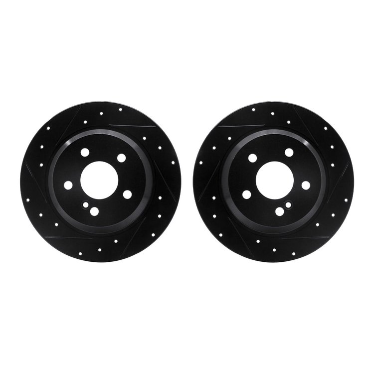 8002-63120 Drilled/Slotted Brake Rotors [Black], 2003-2016 Mercedes-Benz, Position: Rear