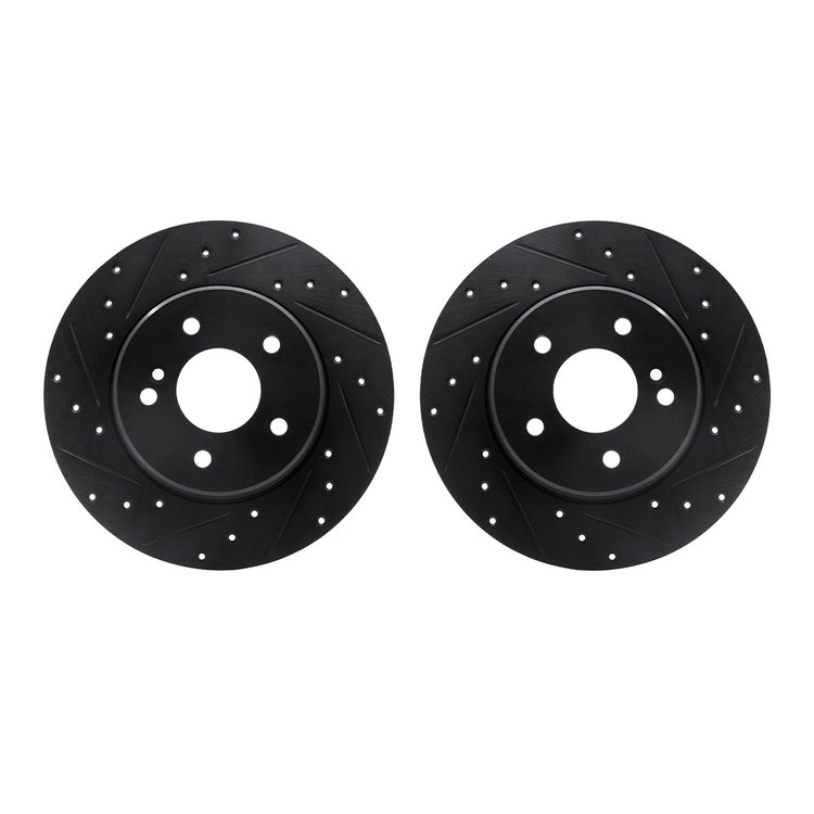 8002-63121 Drilled/Slotted Brake Rotors [Black], 1998-2003 Mercedes-Benz, Position: Rear