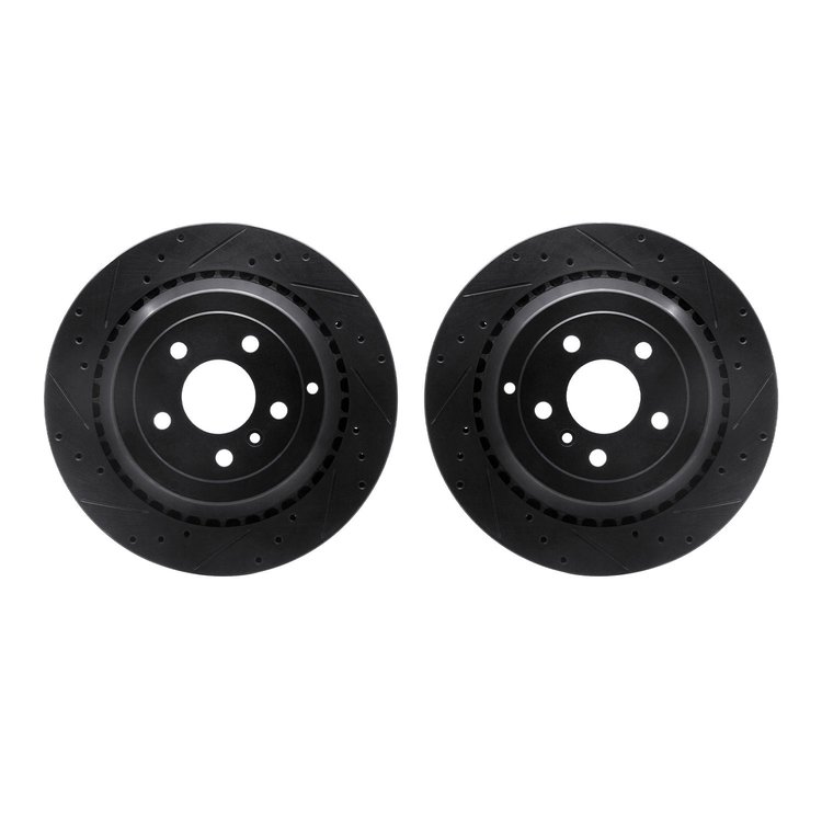 8002-63123 Drilled/Slotted Brake Rotors [Black], 2006-2012 Mercedes-Benz, Position: Rear