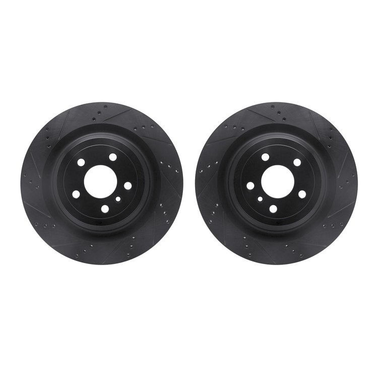8002-63124 Drilled/Slotted Brake Rotors [Black], 2013-2019 Mercedes-Benz, Position: Rear