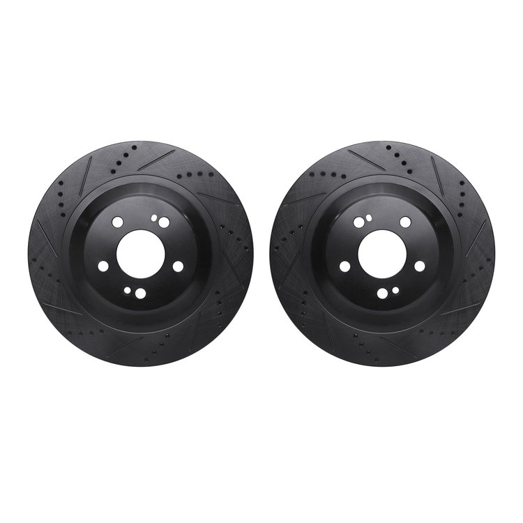 8002-63129 Drilled/Slotted Brake Rotors [Black], 2014-2021 Mercedes-Benz, Position: Rear