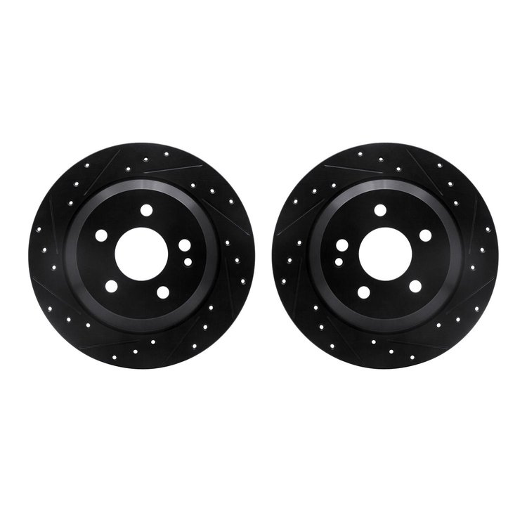 8002-63131 Drilled/Slotted Brake Rotors [Black], Fits Select Mercedes-Benz, Position: Rear
