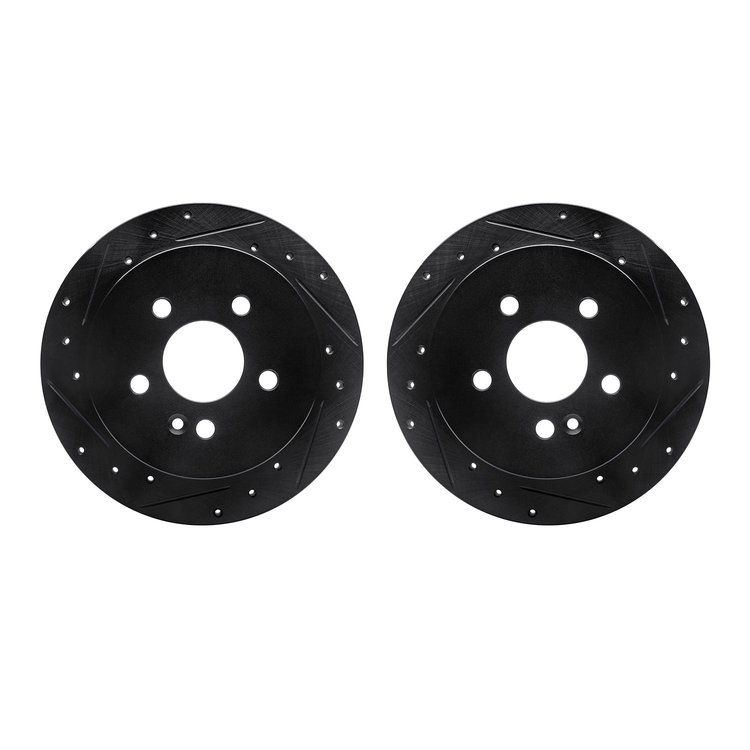 8002-63132 Drilled/Slotted Brake Rotors [Black], 1998-2005 Mercedes-Benz, Position: Rear