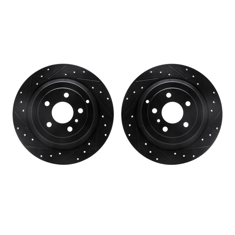 8002-63133 Drilled/Slotted Brake Rotors [Black], 2006-2012 Mercedes-Benz, Position: Rear