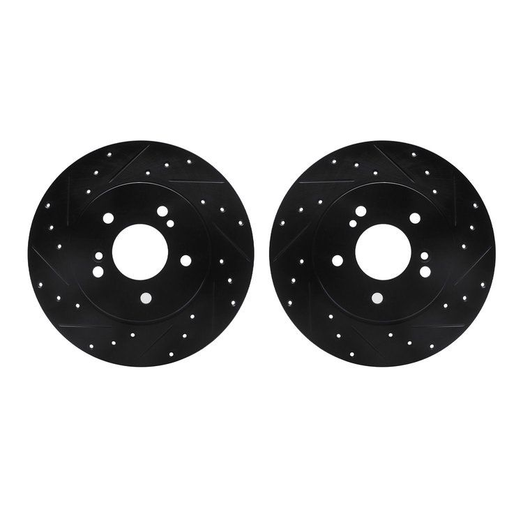 8002-63137 Drilled/Slotted Brake Rotors [Black], 1996-1998 Mercedes-Benz, Position: Rear
