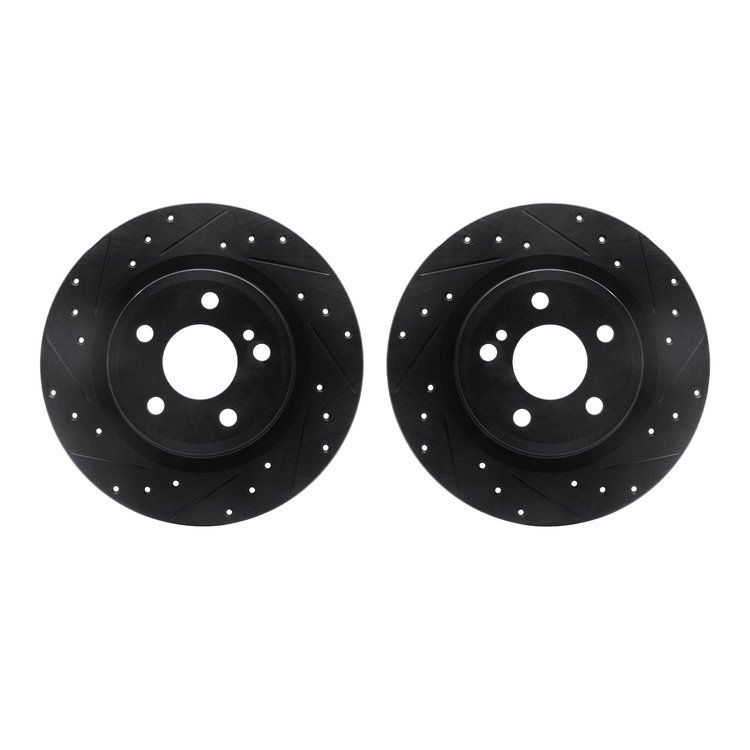 8002-63142 Drilled/Slotted Brake Rotors [Black], 2012-2020 Mercedes-Benz, Position: Rear