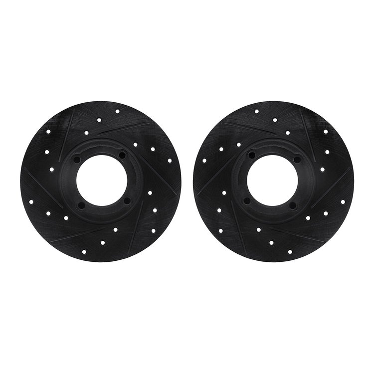 8002-64001 Drilled/Slotted Brake Rotors [Black], 1963-1979 Multiple Makes/Models, Position: Front