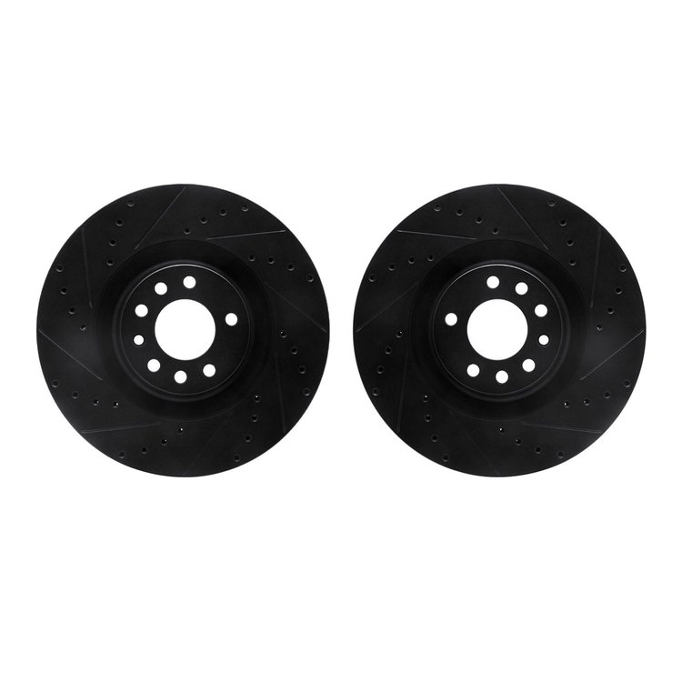 8002-65005 Drilled/Slotted Brake Rotors [Black], 2008-2011 GM, Position: Front