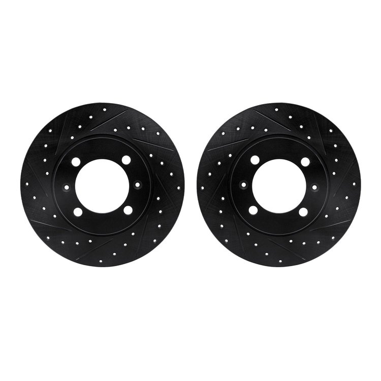 8002-65008 Drilled/Slotted Brake Rotors [Black], 1981-1987 GM, Position: Front