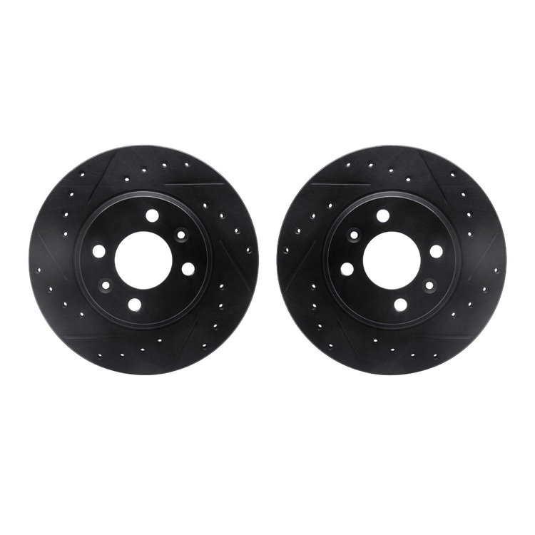 8002-65010 Drilled/Slotted Brake Rotors [Black], 1987-1993 GM, Position: Front