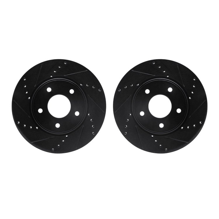 8002-67000 Drilled/Slotted Brake Rotors [Black], Fits Select Multiple Makes/Models, Position: Front