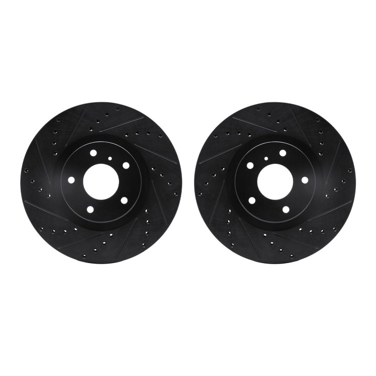 8002-67001 Drilled/Slotted Brake Rotors [Black], Fits Select Infiniti/Nissan, Position: Front