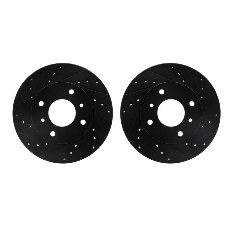 8002-67002 Drilled/Slotted Brake Rotors [Black], 1989-2013 Multiple Makes/Models, Position: Front