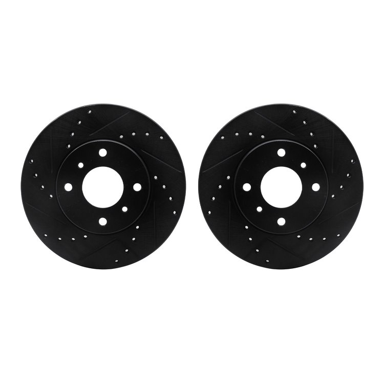 8002-67003 Drilled/Slotted Brake Rotors [Black], 1993-2006 Infiniti/Nissan, Position: Front