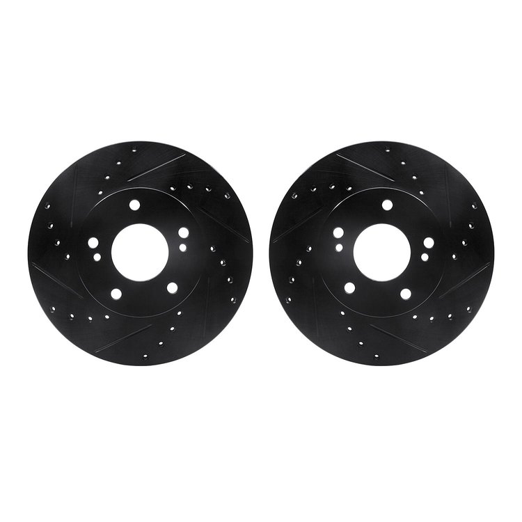 8002-67004 Drilled/Slotted Brake Rotors [Black], 1989-1999 Infiniti/Nissan, Position: Front