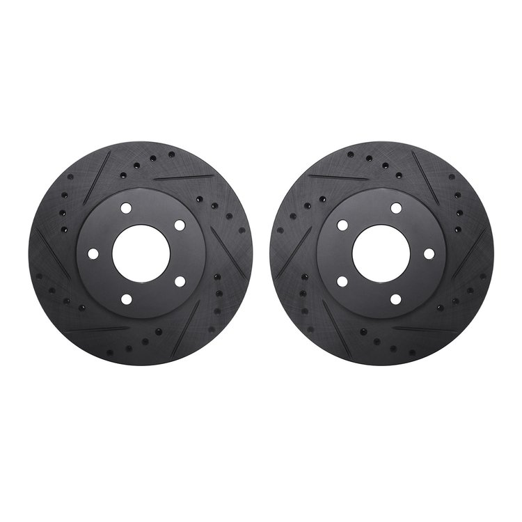 8002-67005 Drilled/Slotted Brake Rotors [Black], 1999-2001 Infiniti/Nissan, Position: Front